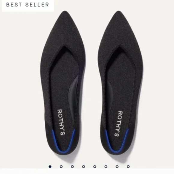 Rothy's Women's The Point II Black and Blue Flats. Size 7.5W - Picture 1 of 9